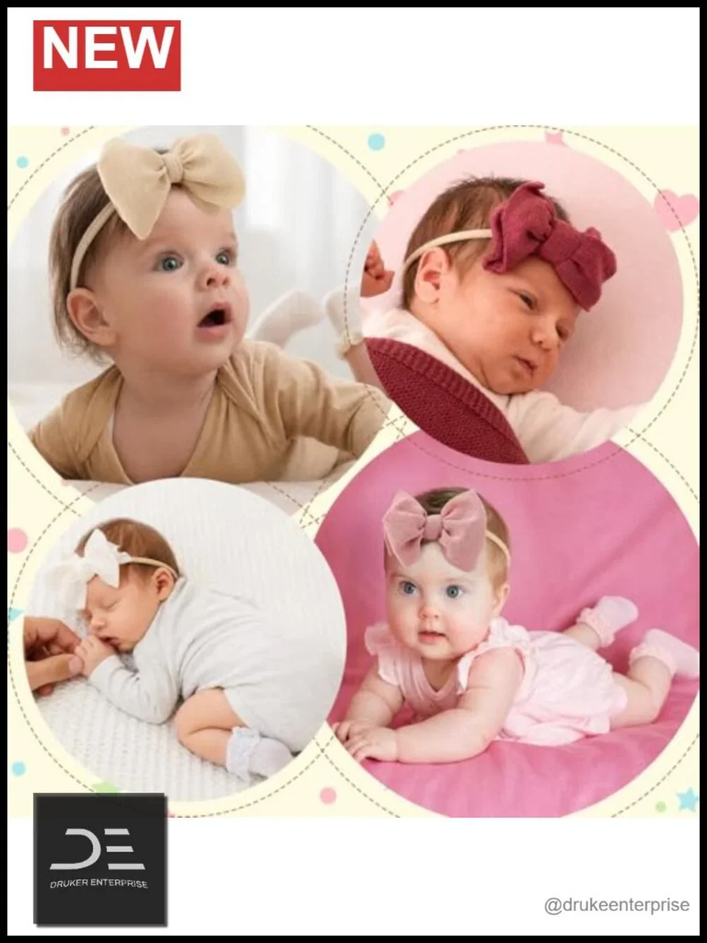 Baby Girl Headband & Non-Slip Socks Set 8pc Cute Bow Design 0-12 Months